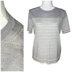 Banana Republic Sweater‎ S Washable Merino Wool Knit Short Sleeve Breton Stripe